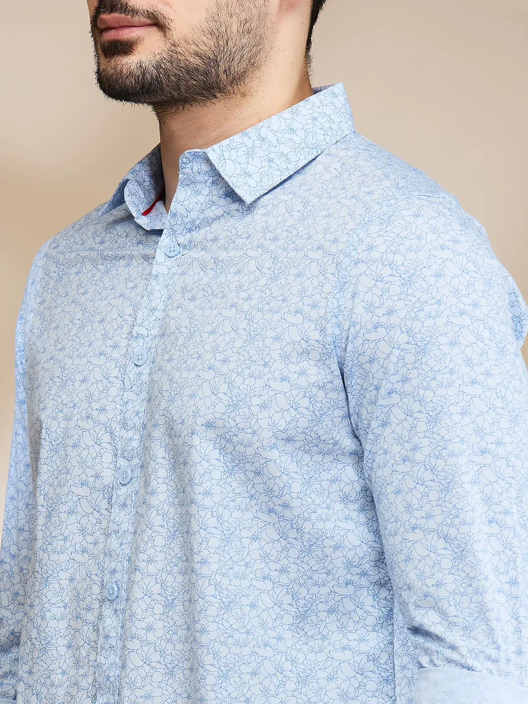 Light Blue Slim Fit Regular Collar Men's Shirt by Being Human Clothing - Image 5