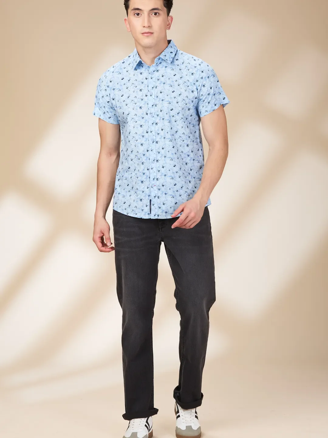 Light Blue Slim Fit Regular Collar Men's Shirt by Being Human Clothing - Image 2
