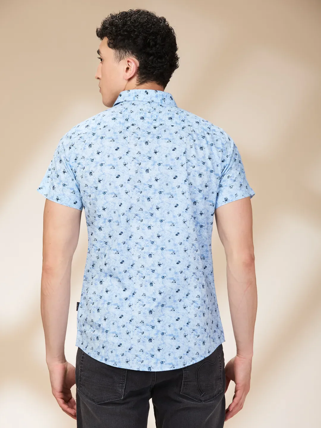 Light Blue Slim Fit Regular Collar Men's Shirt by Being Human Clothing - Image 3