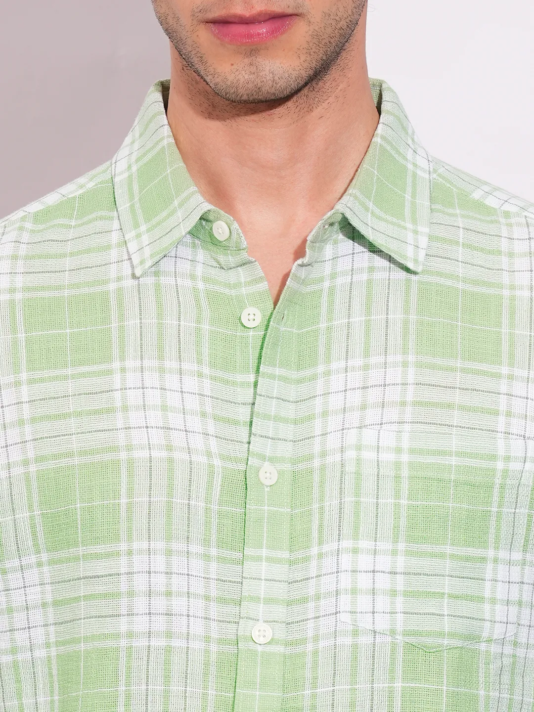 Green Slim Straight Fit Regular Collar Short Sleeves Men's Shirt by Being Human Clothing - Image 5