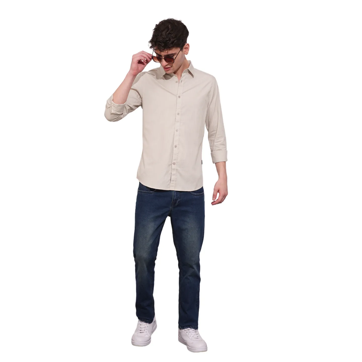 Grey Slim Straight Fit Regular Collar Long Sleeves Men's Shirt by Being Human Clothing - Image 4