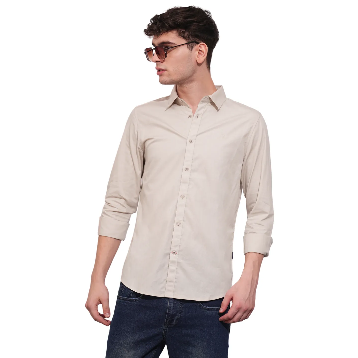 Grey Slim Straight Fit Regular Collar Long Sleeves Men's Shirt by Being Human Clothing - Image 6