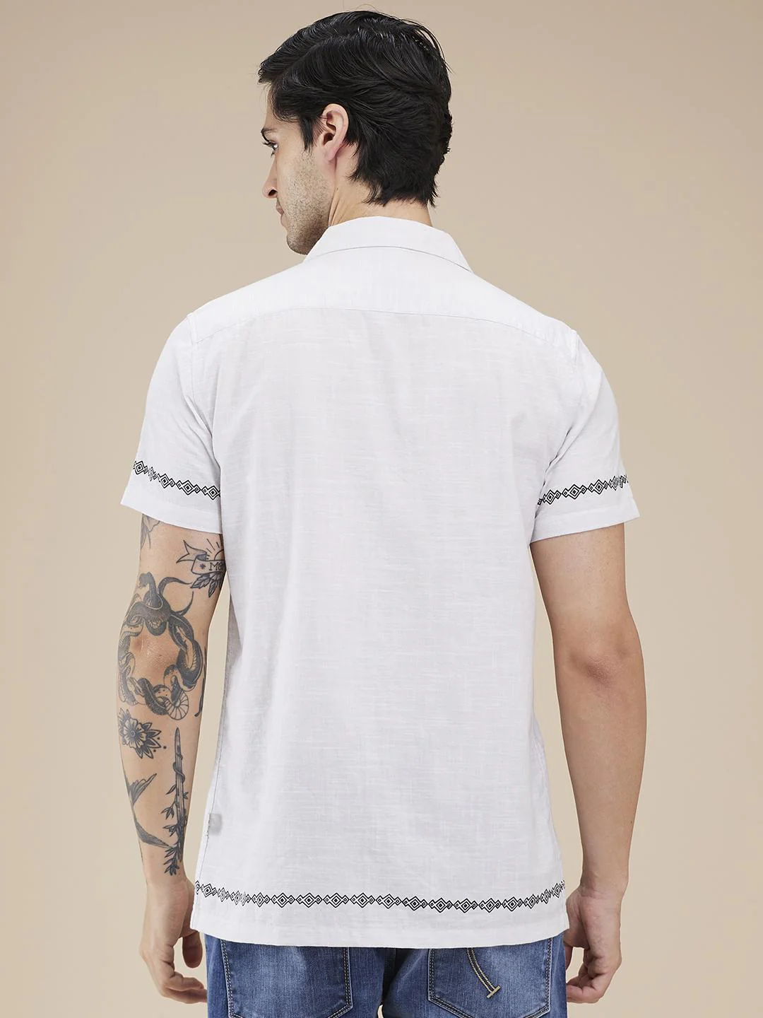 Light Grey Regular Fit Regular Collar Men's Shirt by Being Human Clothing - Image 3