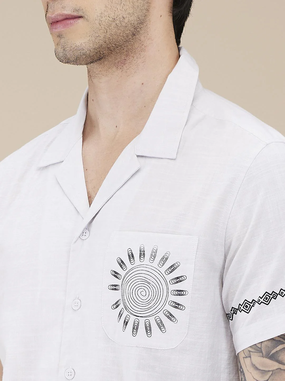 Light Grey Regular Fit Regular Collar Men's Shirt by Being Human Clothing - Image 4