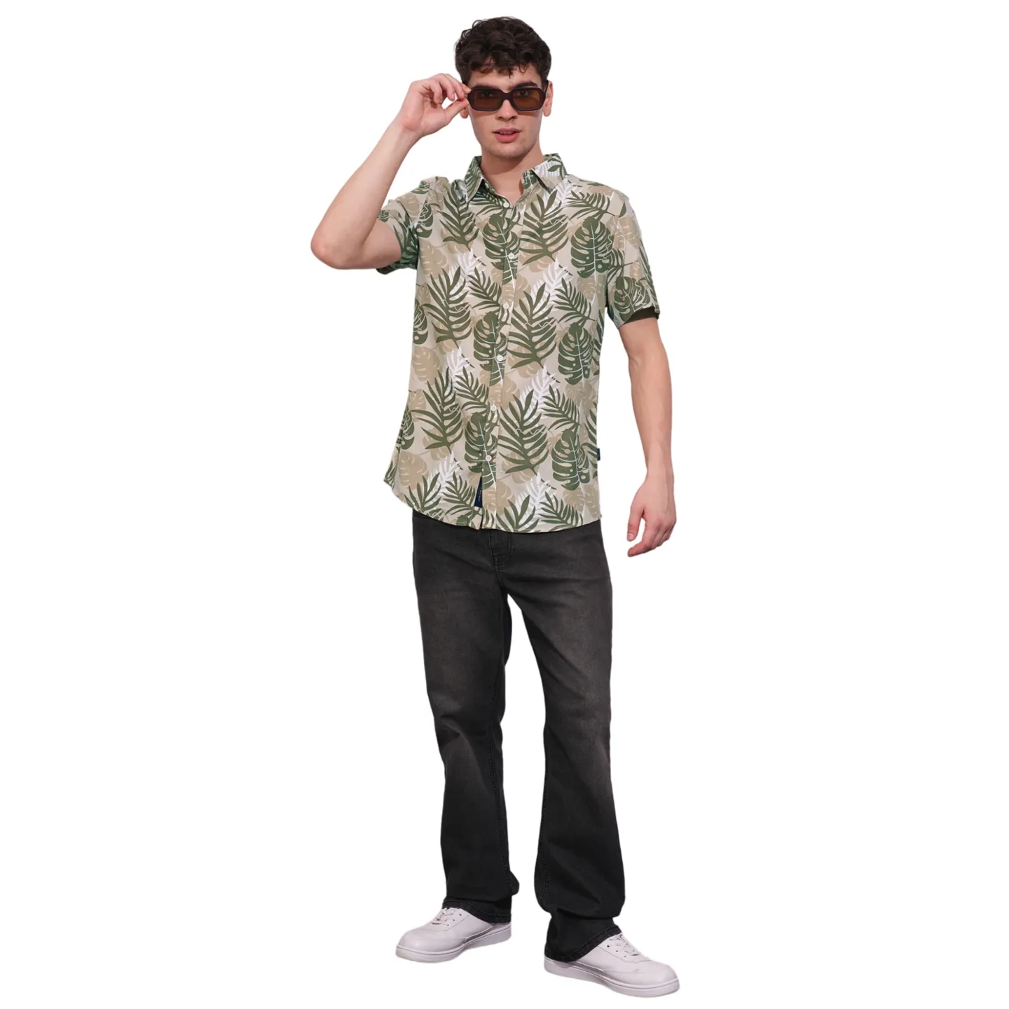 Light Grey Slim Fit Regular Collar Men's Shirt by Being Human Clothing - Image 4