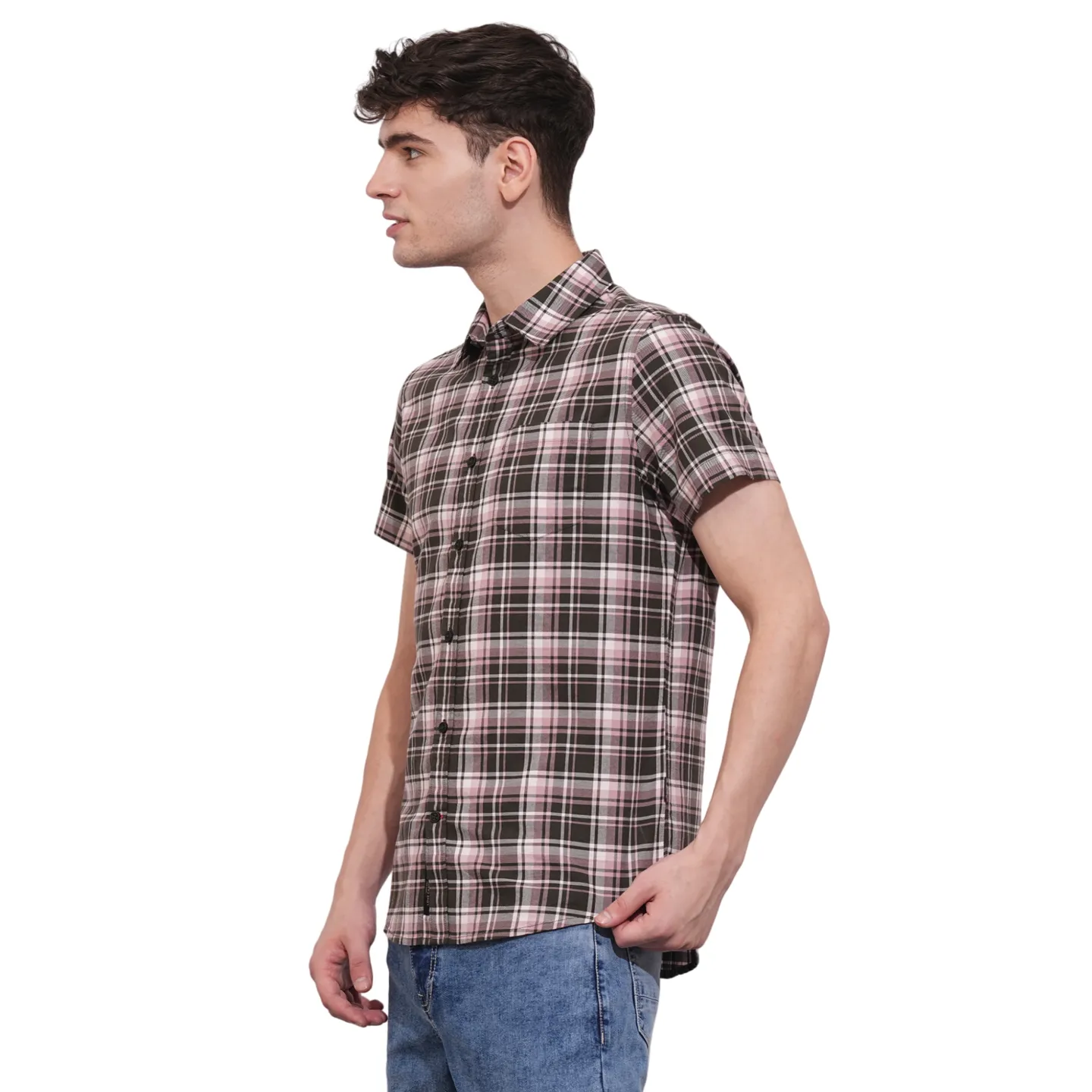 Light Pink Slim Fit Regular Collar Men's Shirt by Being Human Clothing - Image 2