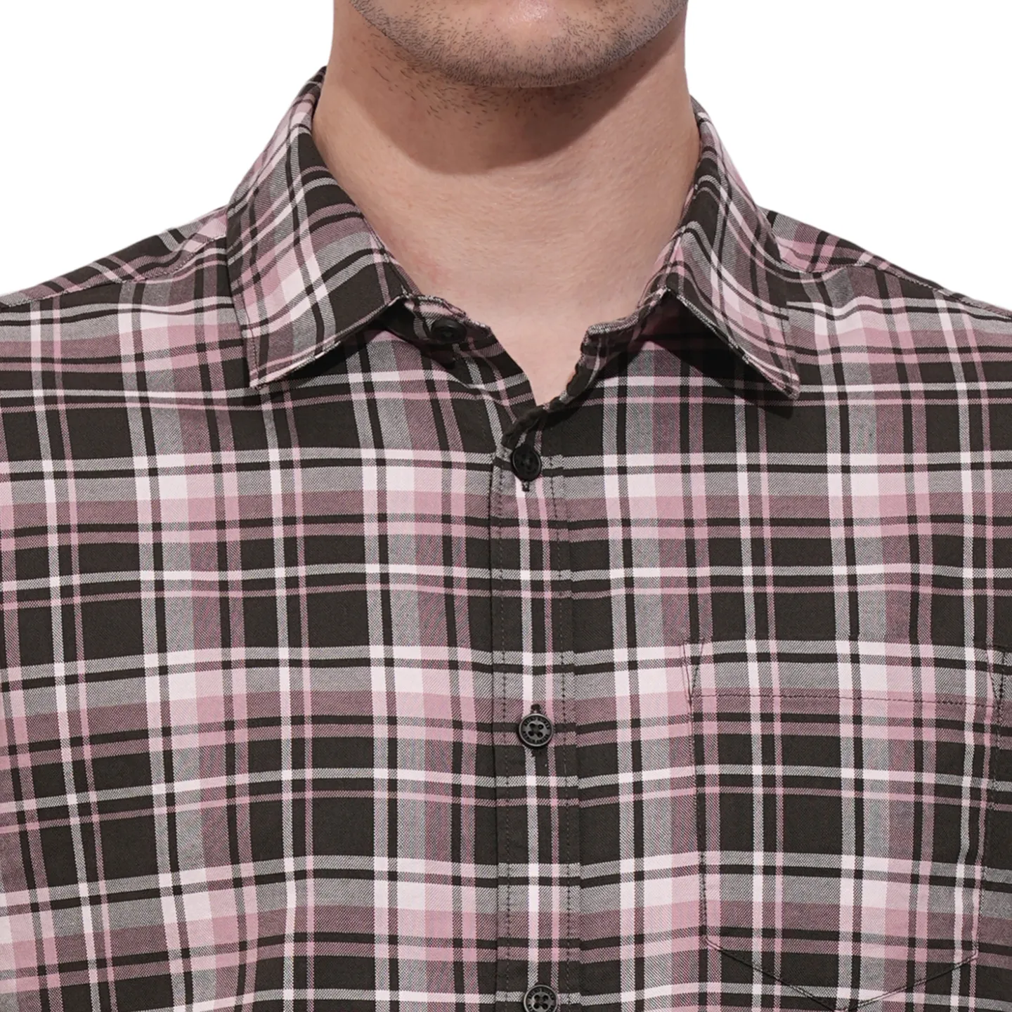 Light Pink Slim Fit Regular Collar Men's Shirt by Being Human Clothing - Image 5