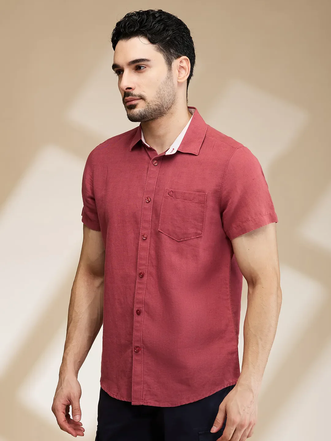 Magenta Slim Fit Regular Collar Men's Shirt by Being Human Clothing - Image 4