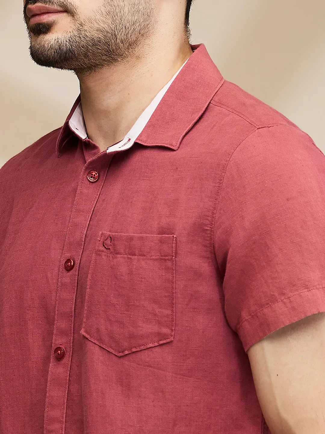 Magenta Slim Fit Regular Collar Men's Shirt by Being Human Clothing - Image 5