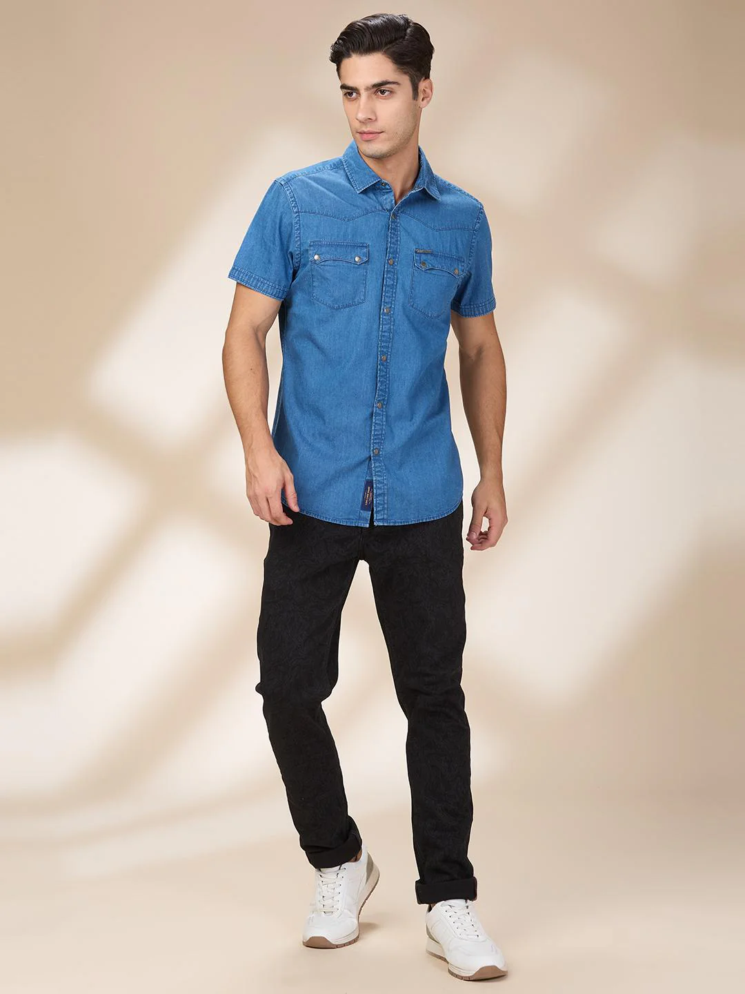 Blue Regular Fit Regular Collar Men's Shirt by Being Human Clothing - Image 5