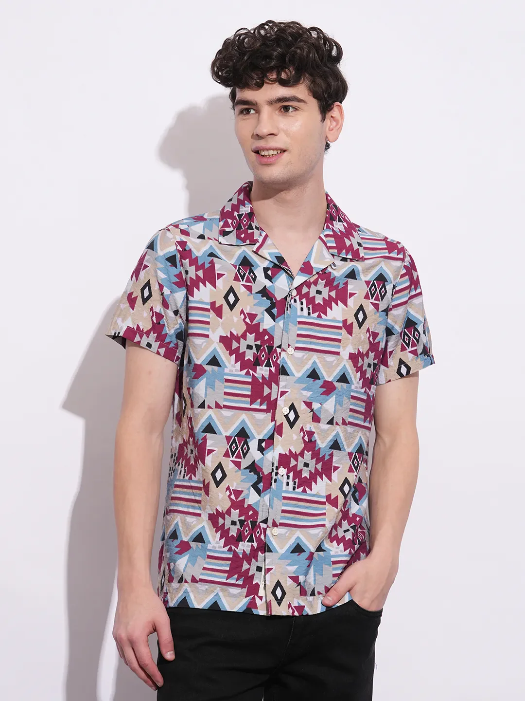 Multicolor Regular Fit Regular Collar Men's Shirt by Being Human Clothing