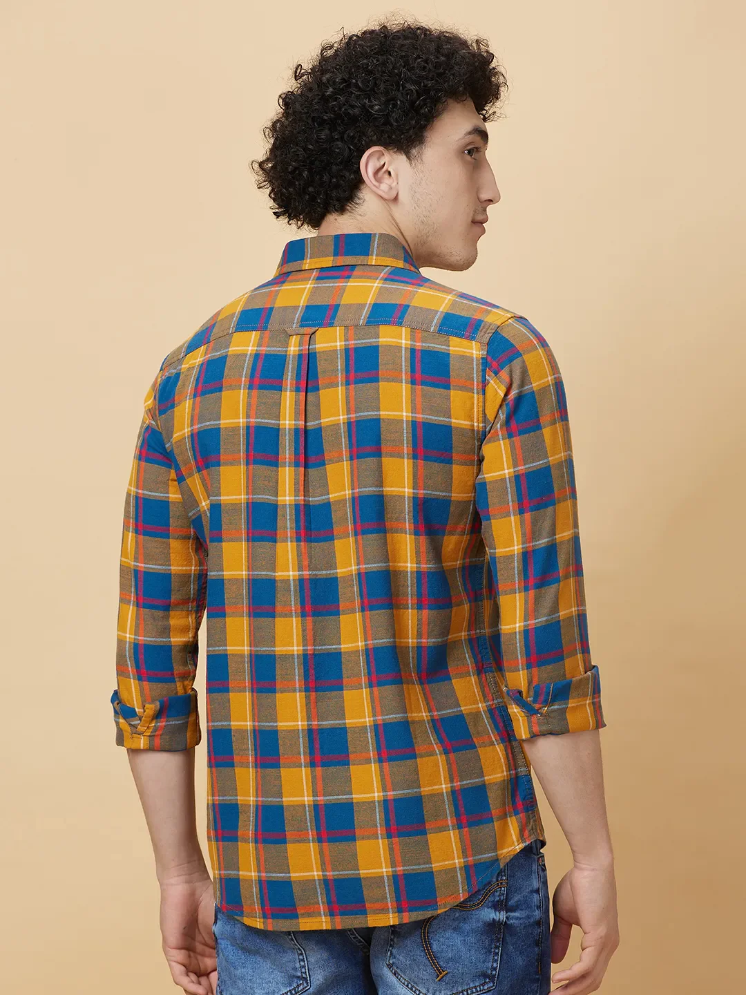 Mustard Slim Fit Regular Collar Men's Shirt by Being Human Clothing - Image 3