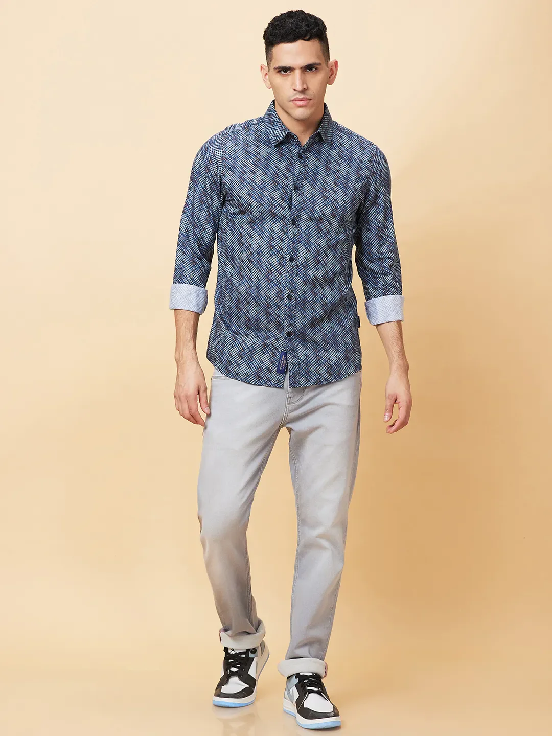 Navy Slim Fit Regular Collar Men's Shirt by Being Human Clothing - Image 2