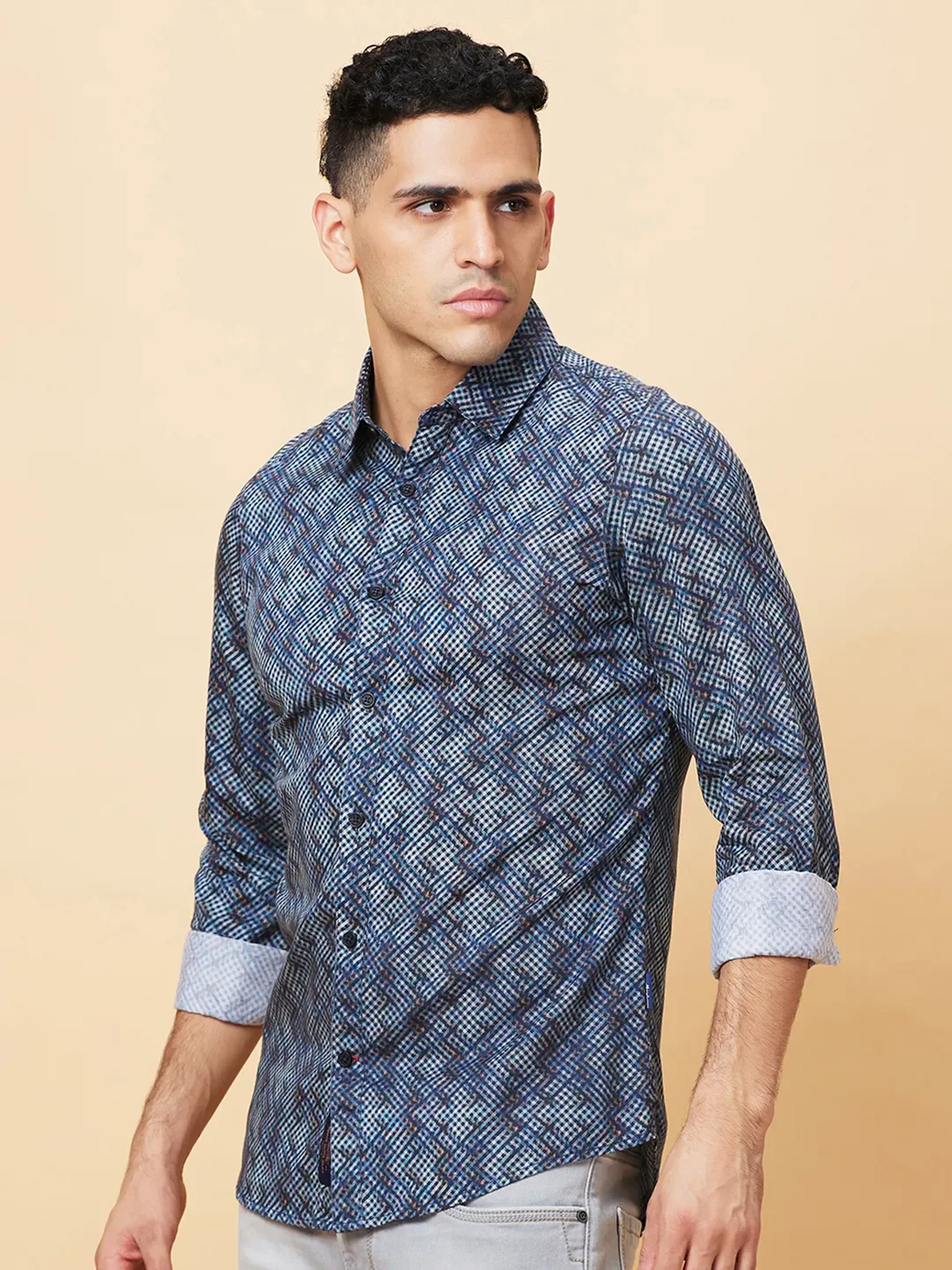 Navy Slim Fit Regular Collar Men's Shirt by Being Human Clothing - Image 4
