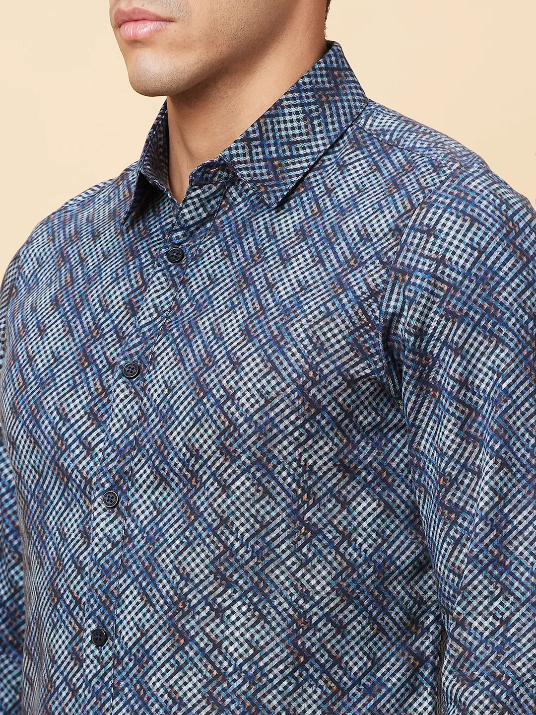 Navy Slim Fit Regular Collar Men's Shirt by Being Human Clothing - Image 5