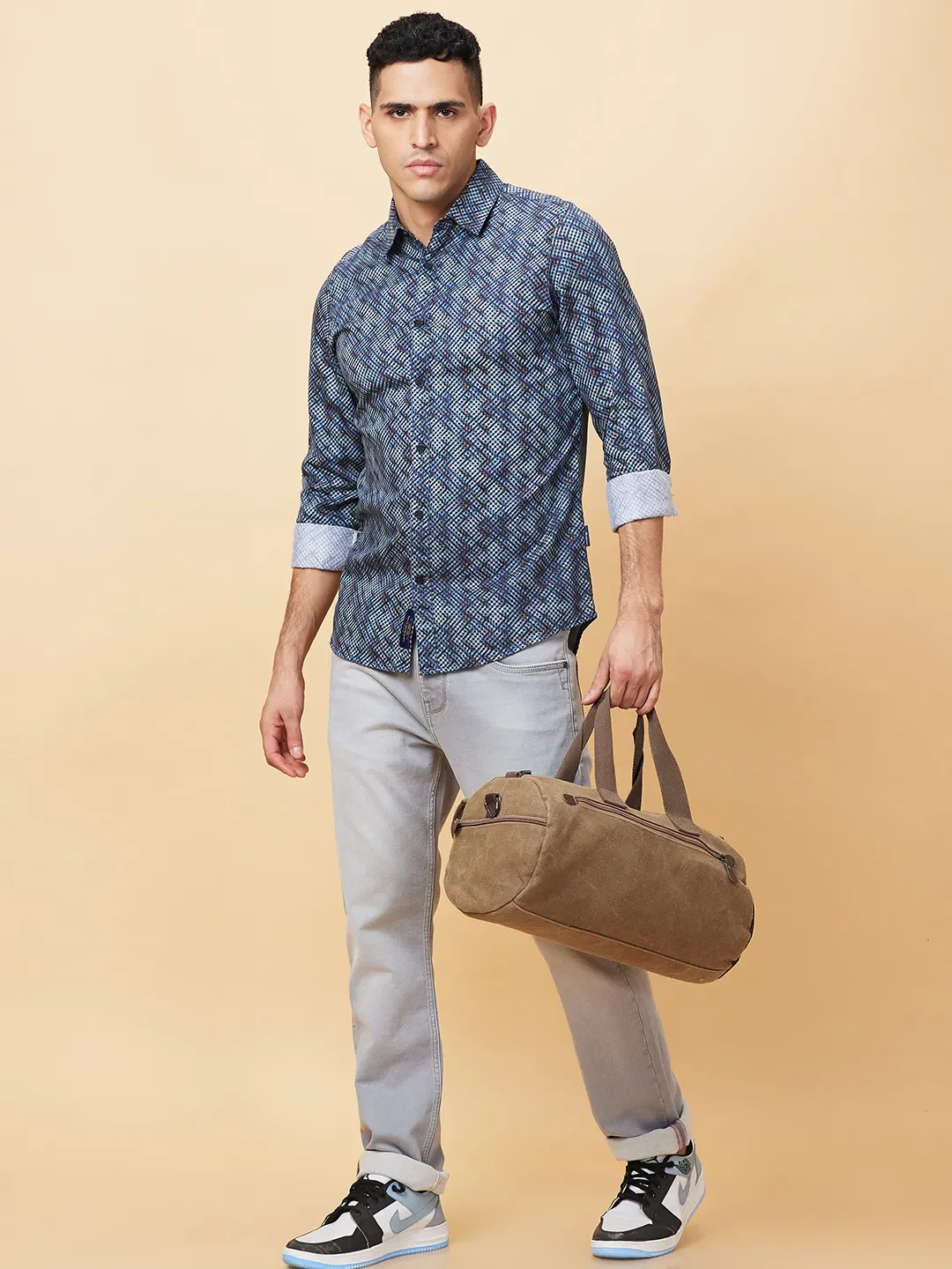Navy Slim Fit Regular Collar Men's Shirt by Being Human Clothing - Image 6
