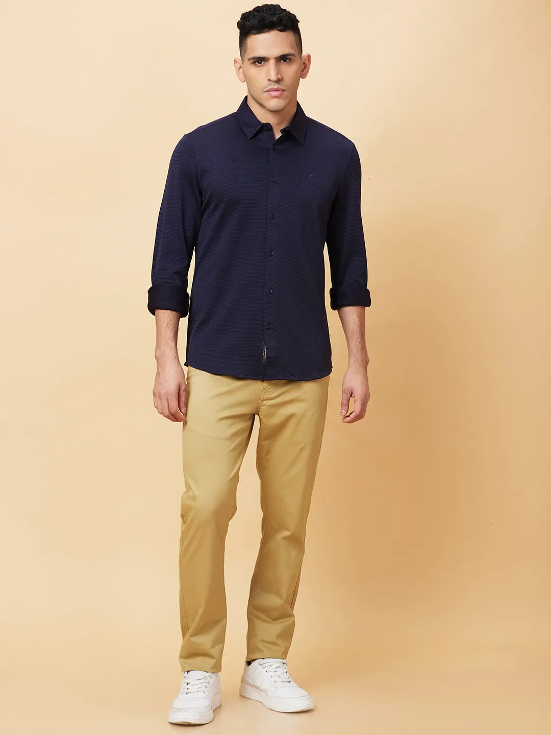 Navy Slim Fit Regular Collar Men's Shirt by Being Human Clothing - Image 2
