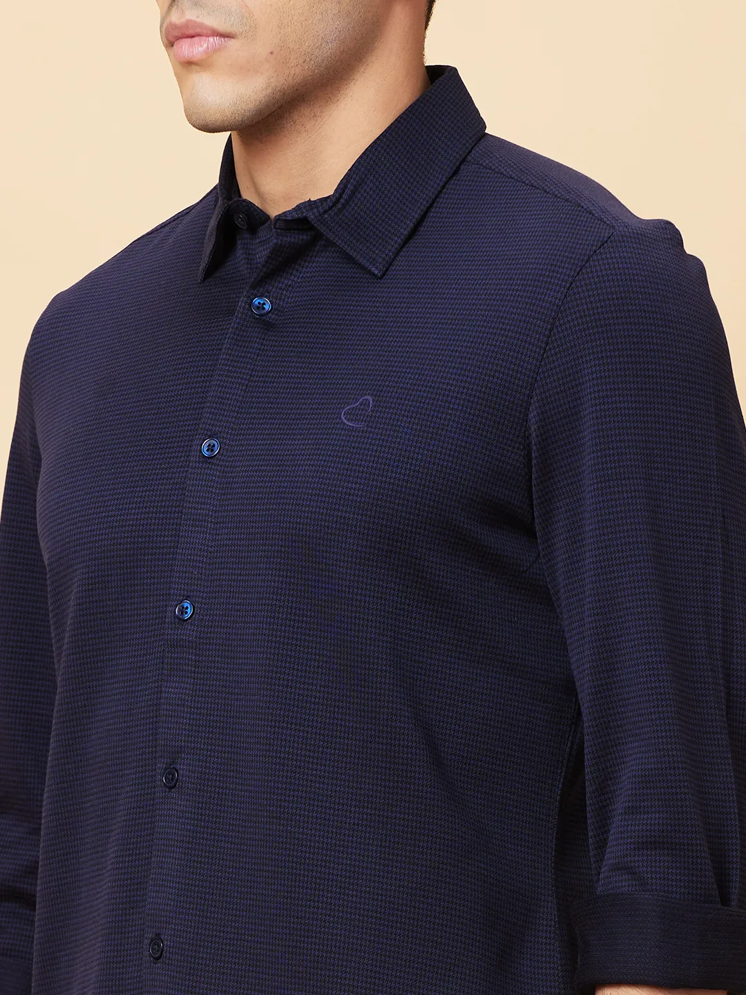 Navy Slim Fit Regular Collar Men's Shirt by Being Human Clothing - Image 5