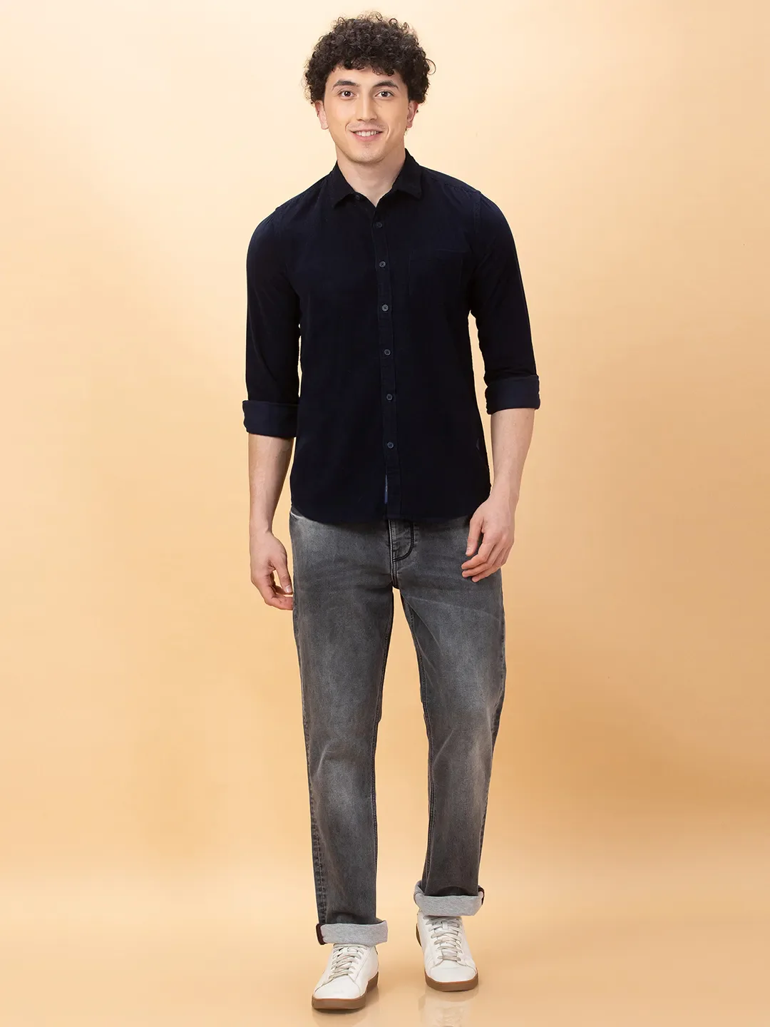 Navy Slim Fit Regular Collar Men's Shirt by Being Human Clothing - Image 2