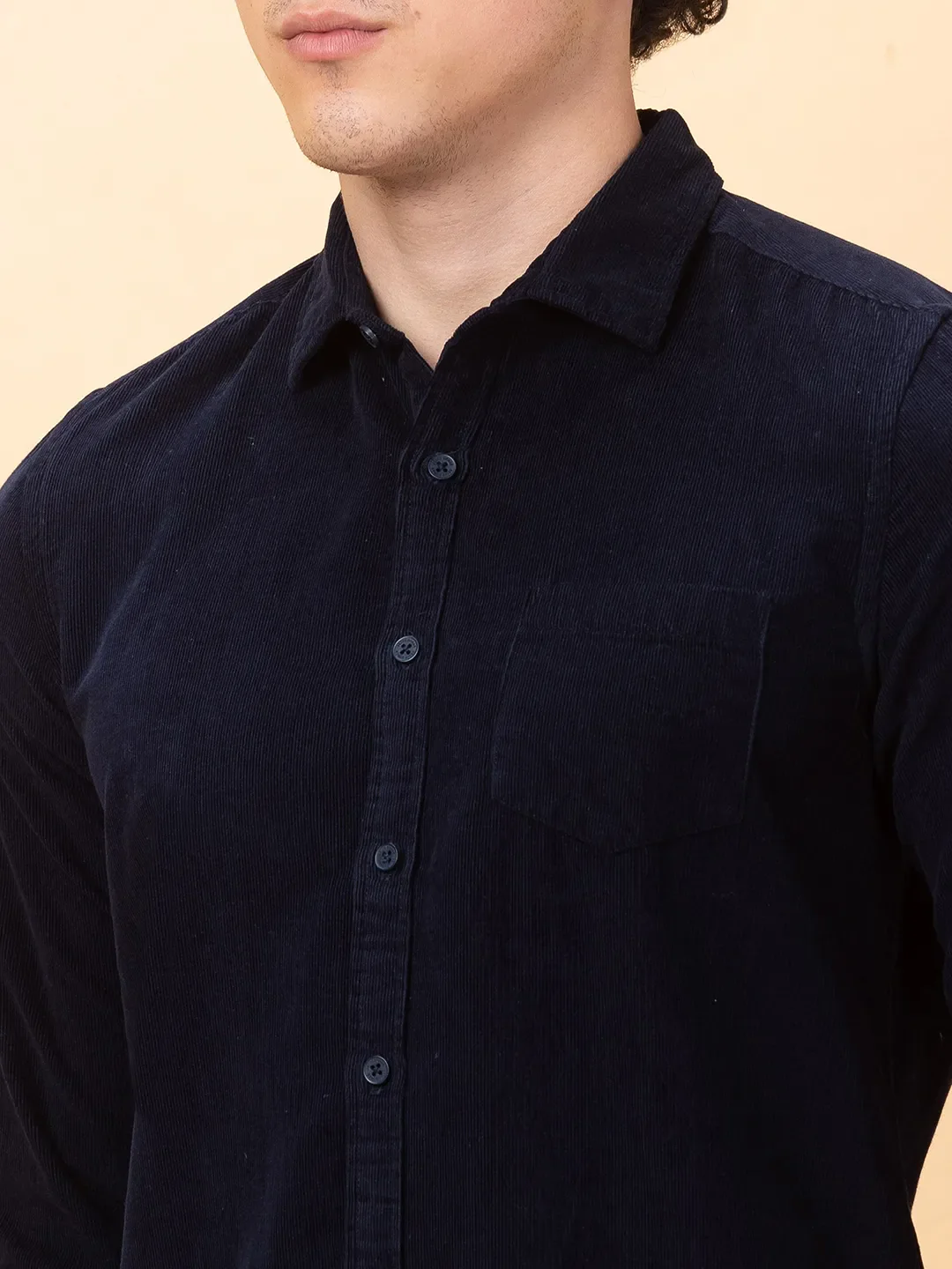 Navy Slim Fit Regular Collar Men's Shirt by Being Human Clothing - Image 5