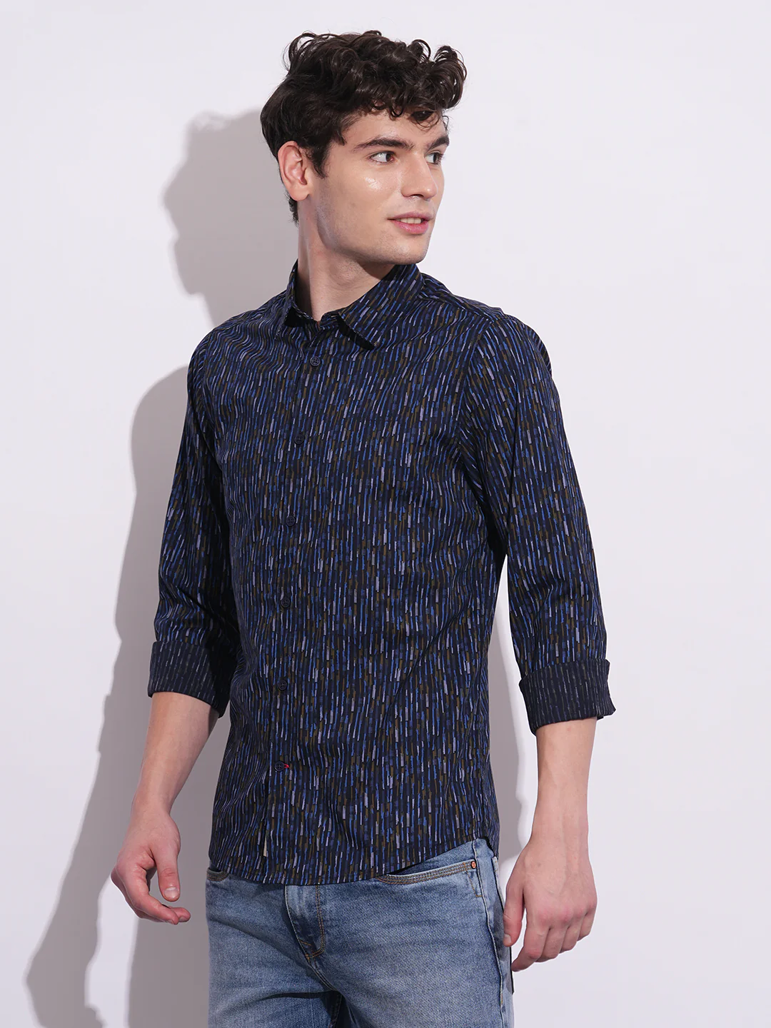 Navy Regular Fit Regular Collar Men's Shirt by Being Human Clothing - Image 2