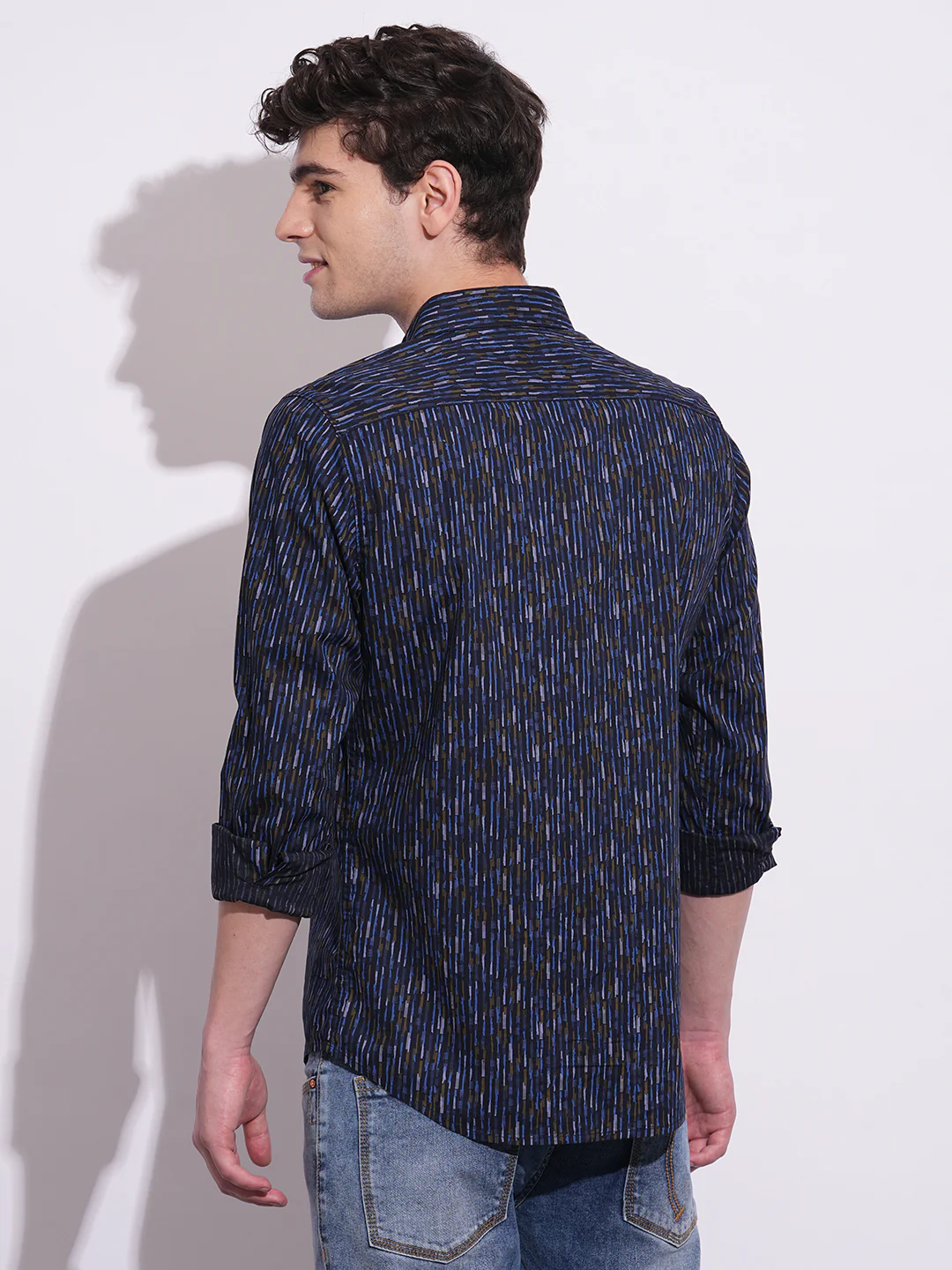 Navy Regular Fit Regular Collar Men's Shirt by Being Human Clothing - Image 3