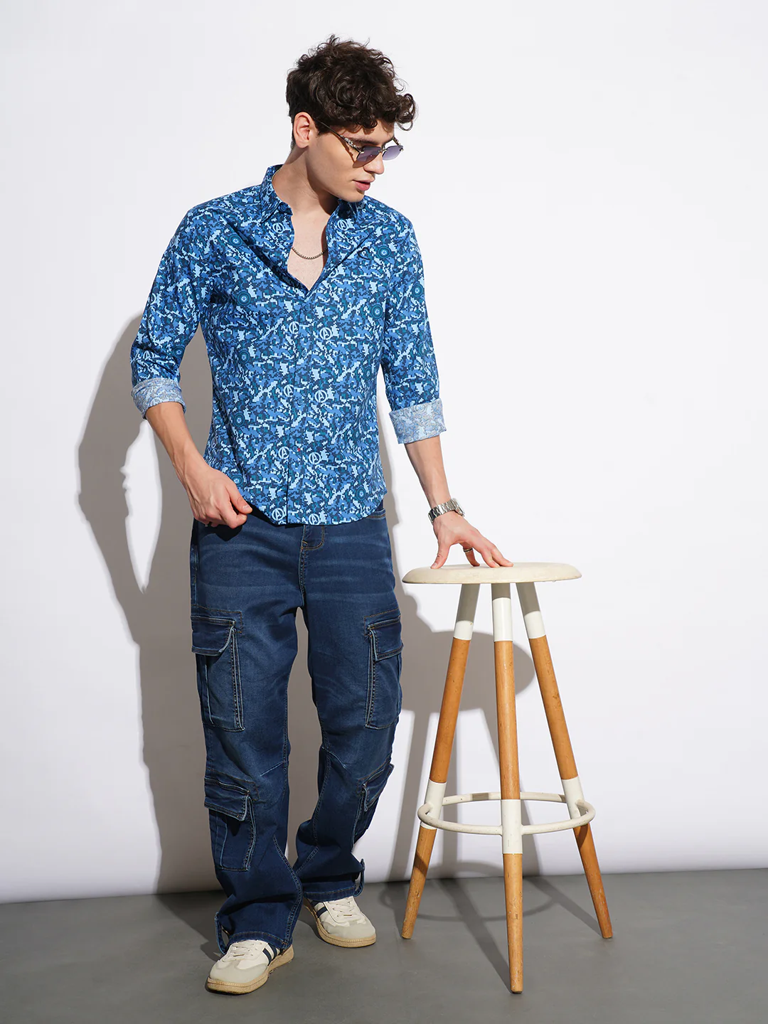 Navy Comfort Fit Regular Collar Men's Shirt by Being Human Clothing - Image 4