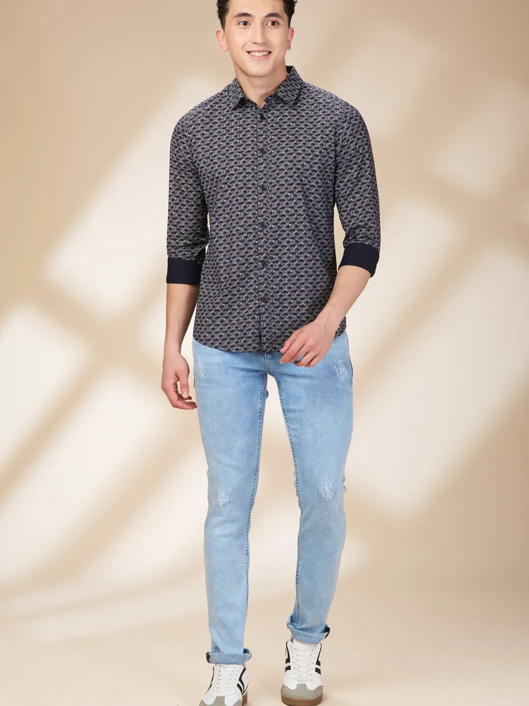 Navy Slim Fit Regular Collar Men's Shirt by Being Human Clothing - Image 2