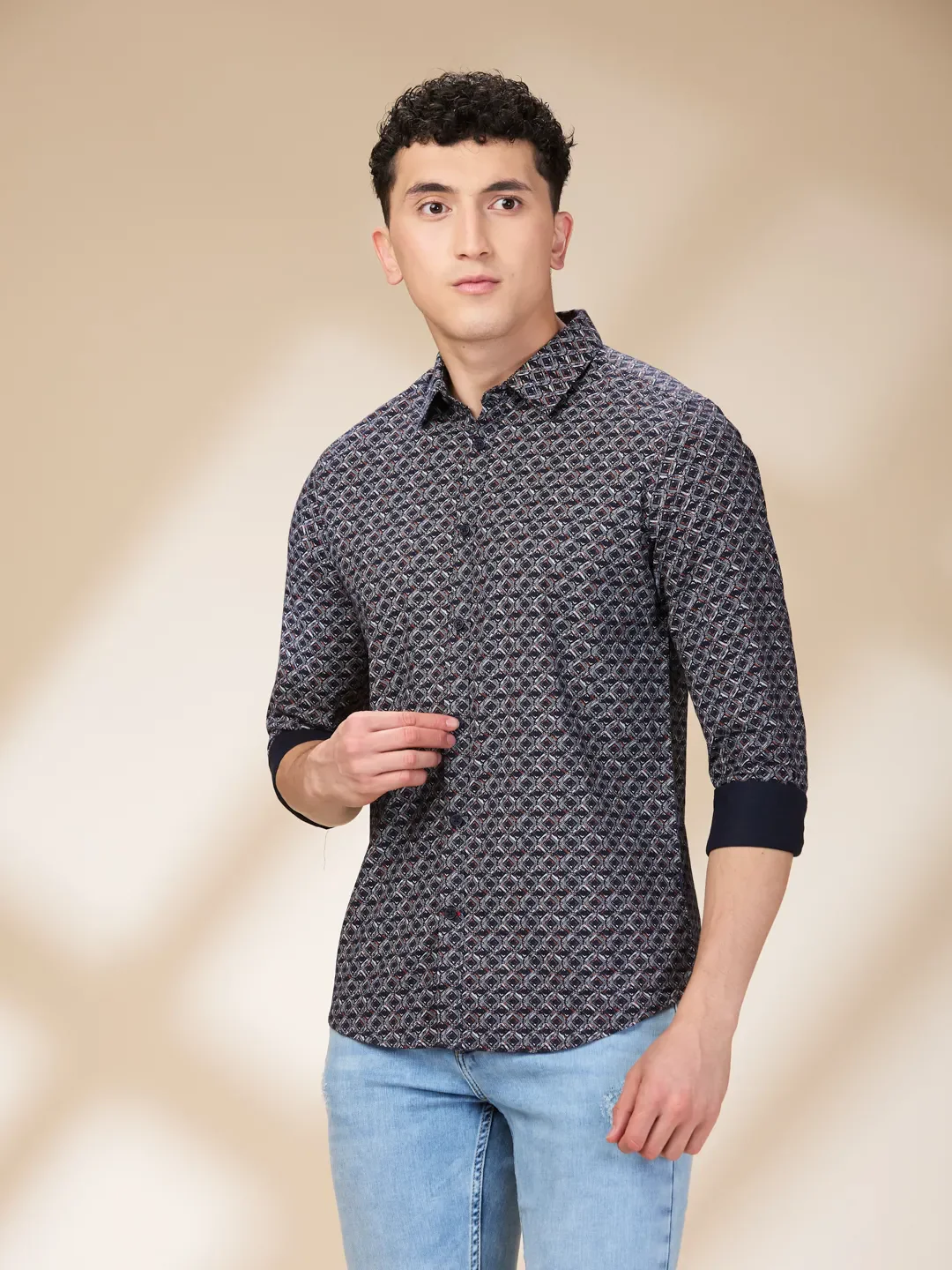 Navy Slim Fit Regular Collar Men's Shirt by Being Human Clothing - Image 4
