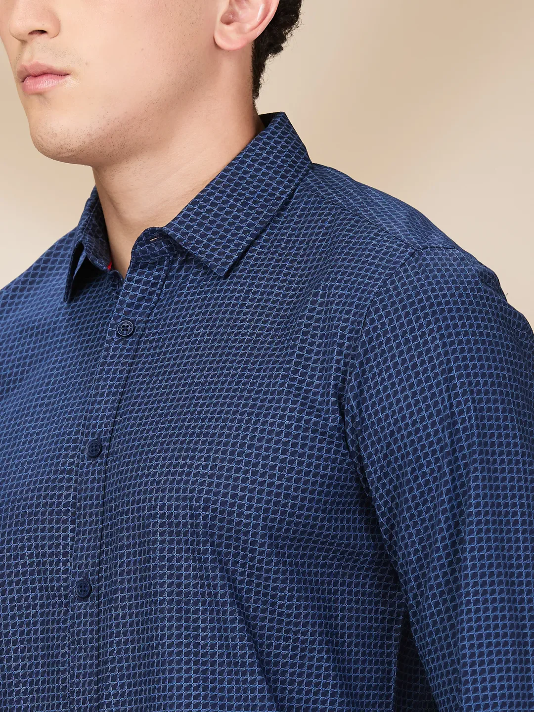 Blue Slim Straight Fit Regular Collar Long Sleeves Men's Shirt by Being Human Clothing - Image 5
