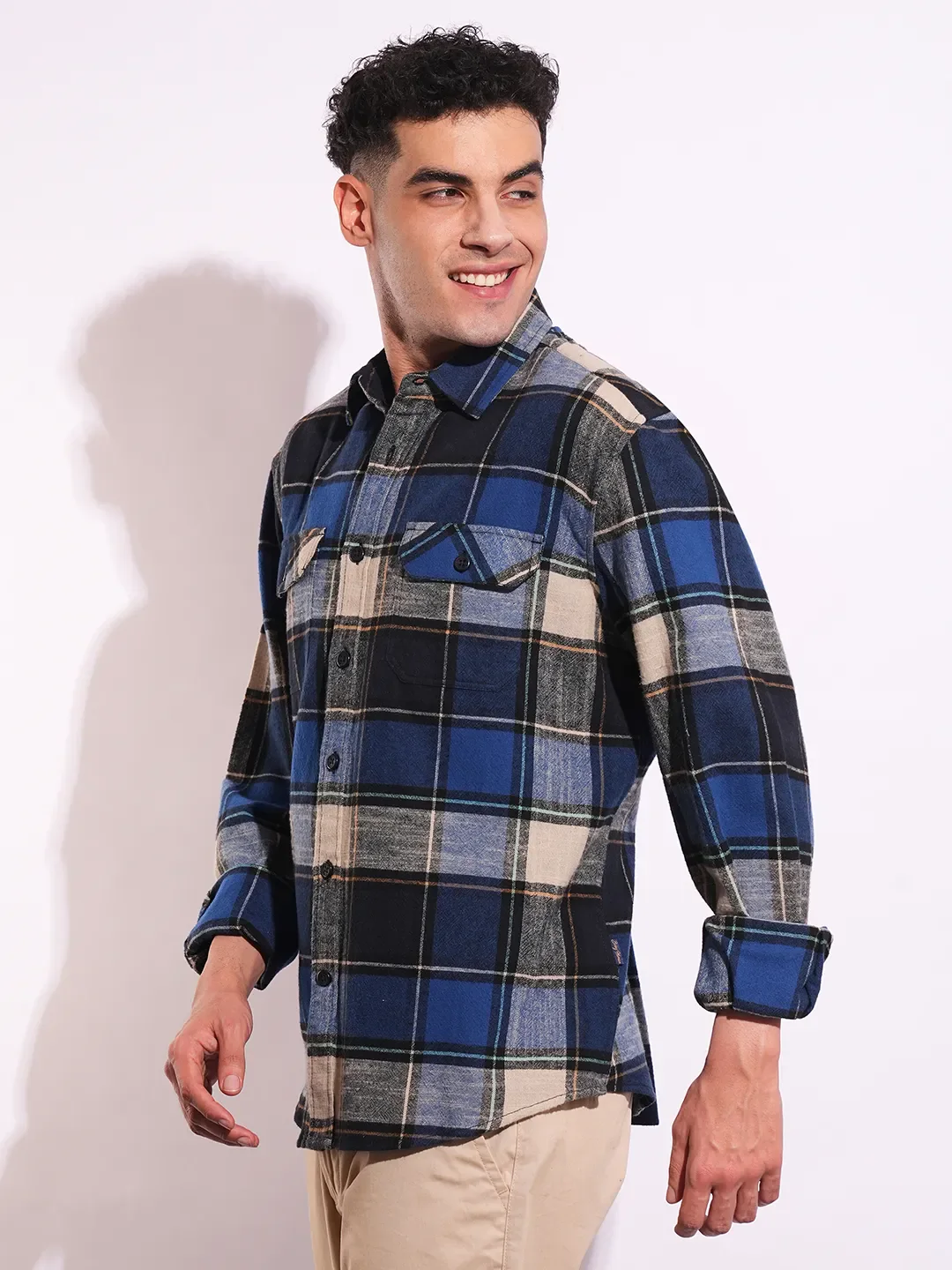 Blue Moderno Fit Regular Collar Long Sleeves Men's Shirt by Being Human Clothing - Image 2