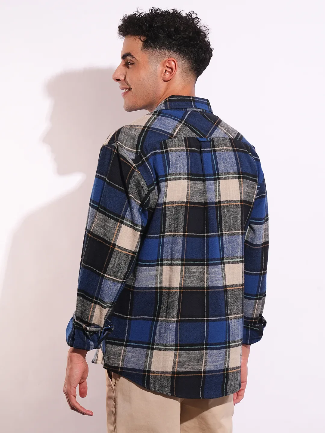 Blue Moderno Fit Regular Collar Long Sleeves Men's Shirt by Being Human Clothing - Image 3