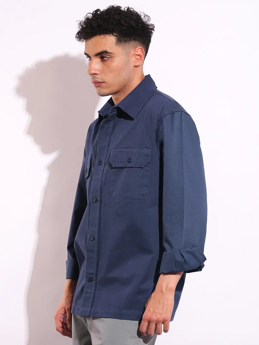 Blue Moderno Fit Regular Collar Long Sleeves Men's Shirt by Being Human Clothing - Image 2