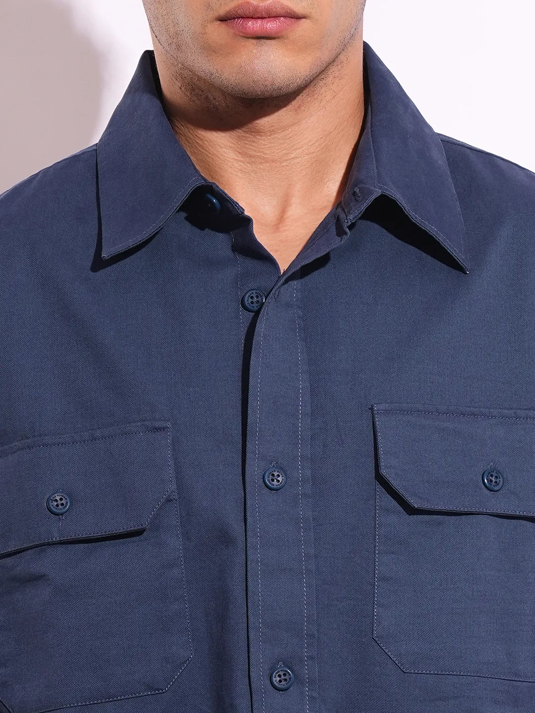 Blue Moderno Fit Regular Collar Long Sleeves Men's Shirt by Being Human Clothing - Image 5