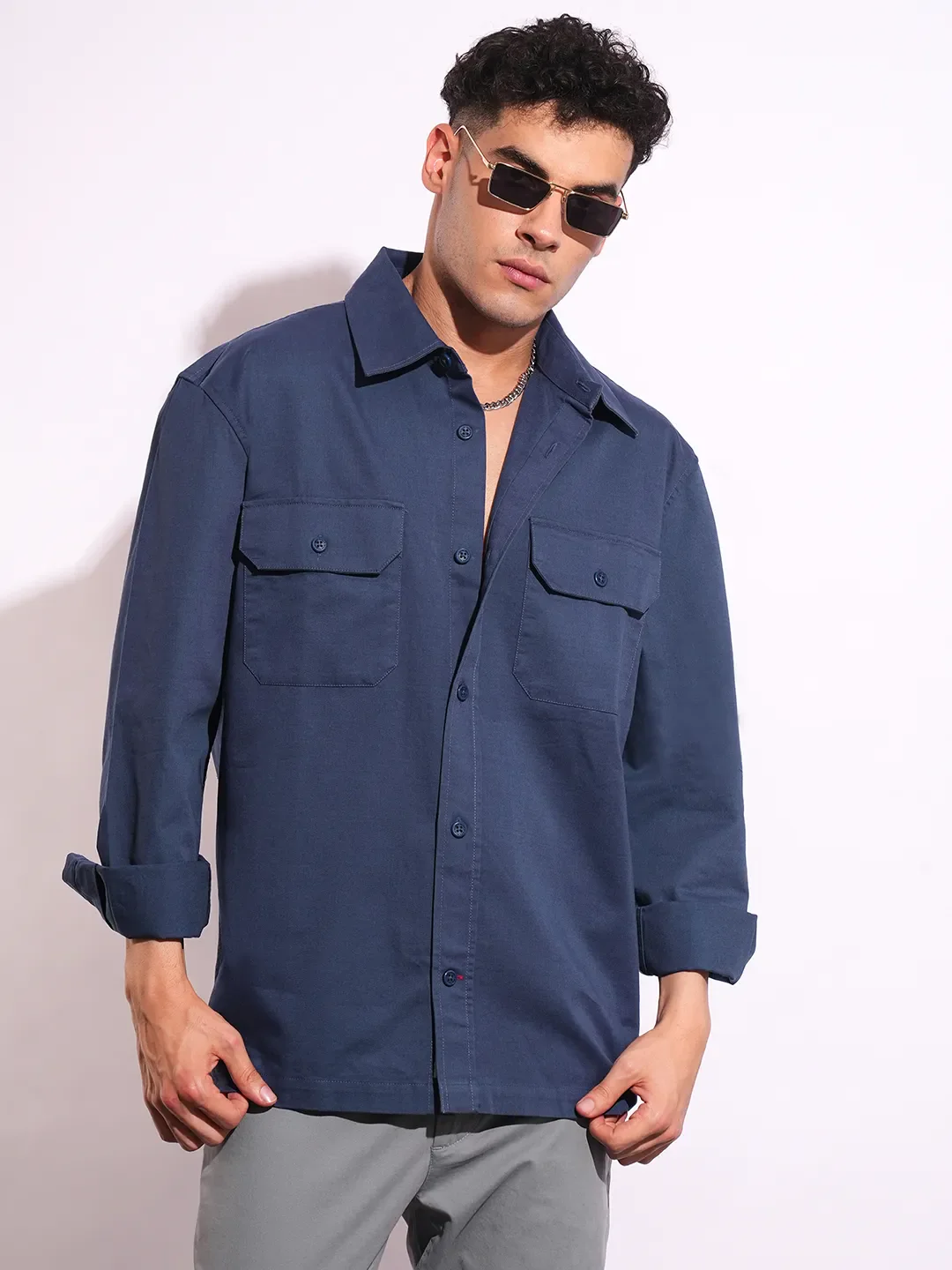 Blue Moderno Fit Regular Collar Long Sleeves Men's Shirt by Being Human Clothing - Image 6