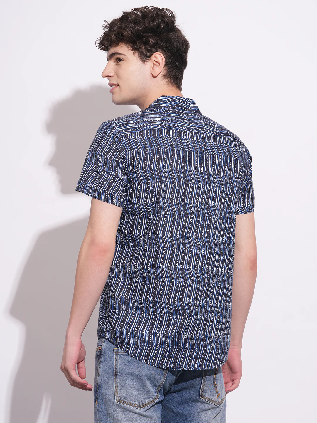 Navy Slim Fit Regular Collar Men's Shirt by Being Human Clothing - Image 3