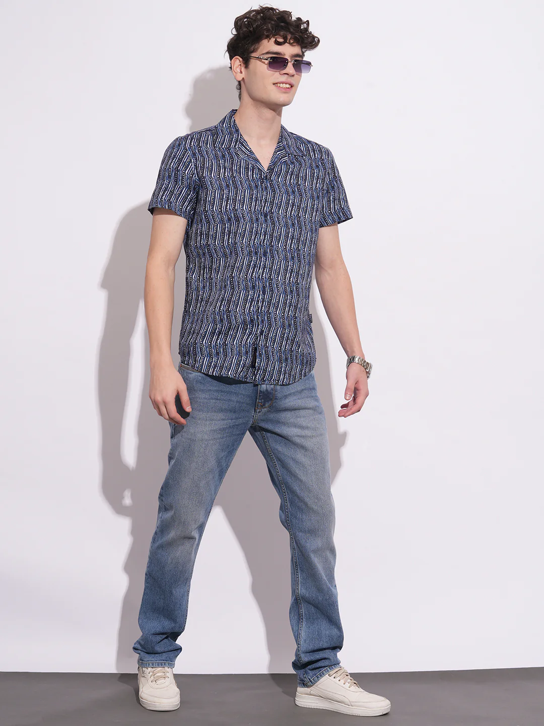 Navy Slim Fit Regular Collar Men's Shirt by Being Human Clothing - Image 5