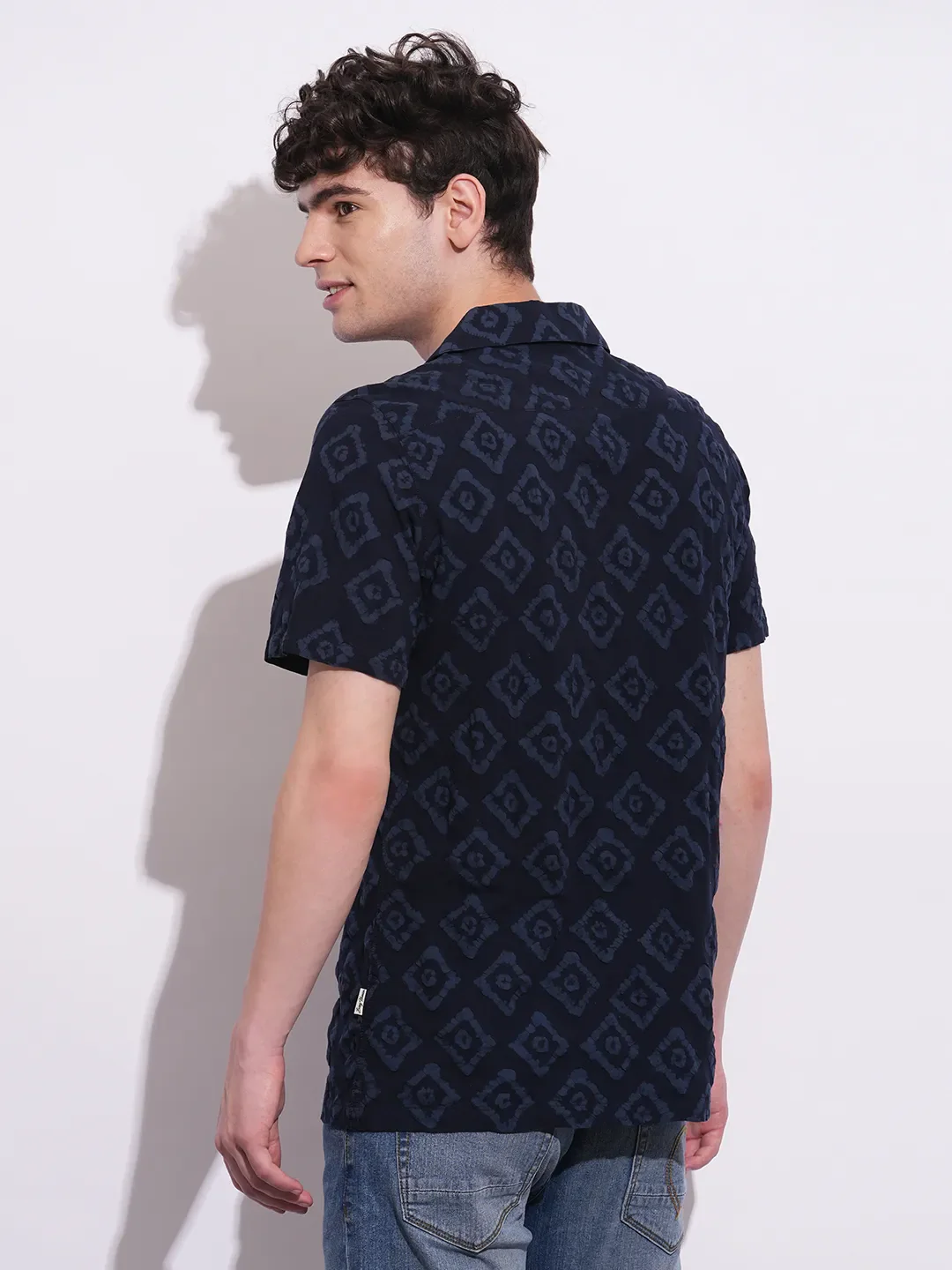 Blue Moderno Fit Regular Collar Short Sleeves Men's Shirt by Being Human Clothing - Image 3