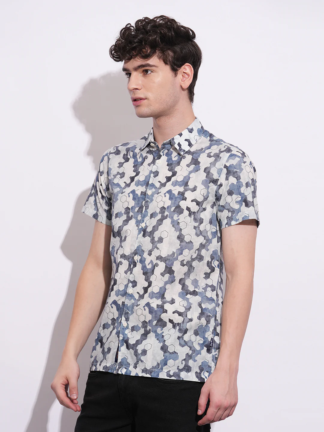 Navy Regular Fit Regular Collar Men's Shirt by Being Human Clothing - Image 2