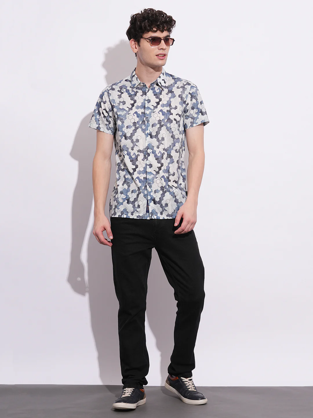 Navy Regular Fit Regular Collar Men's Shirt by Being Human Clothing - Image 5