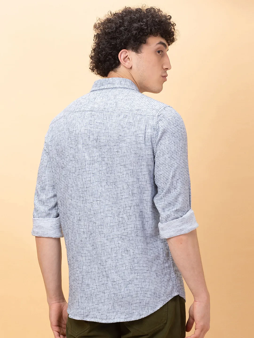 Blue Slim Fit Regular Collar Men's Shirt by Being Human Clothing - Image 3