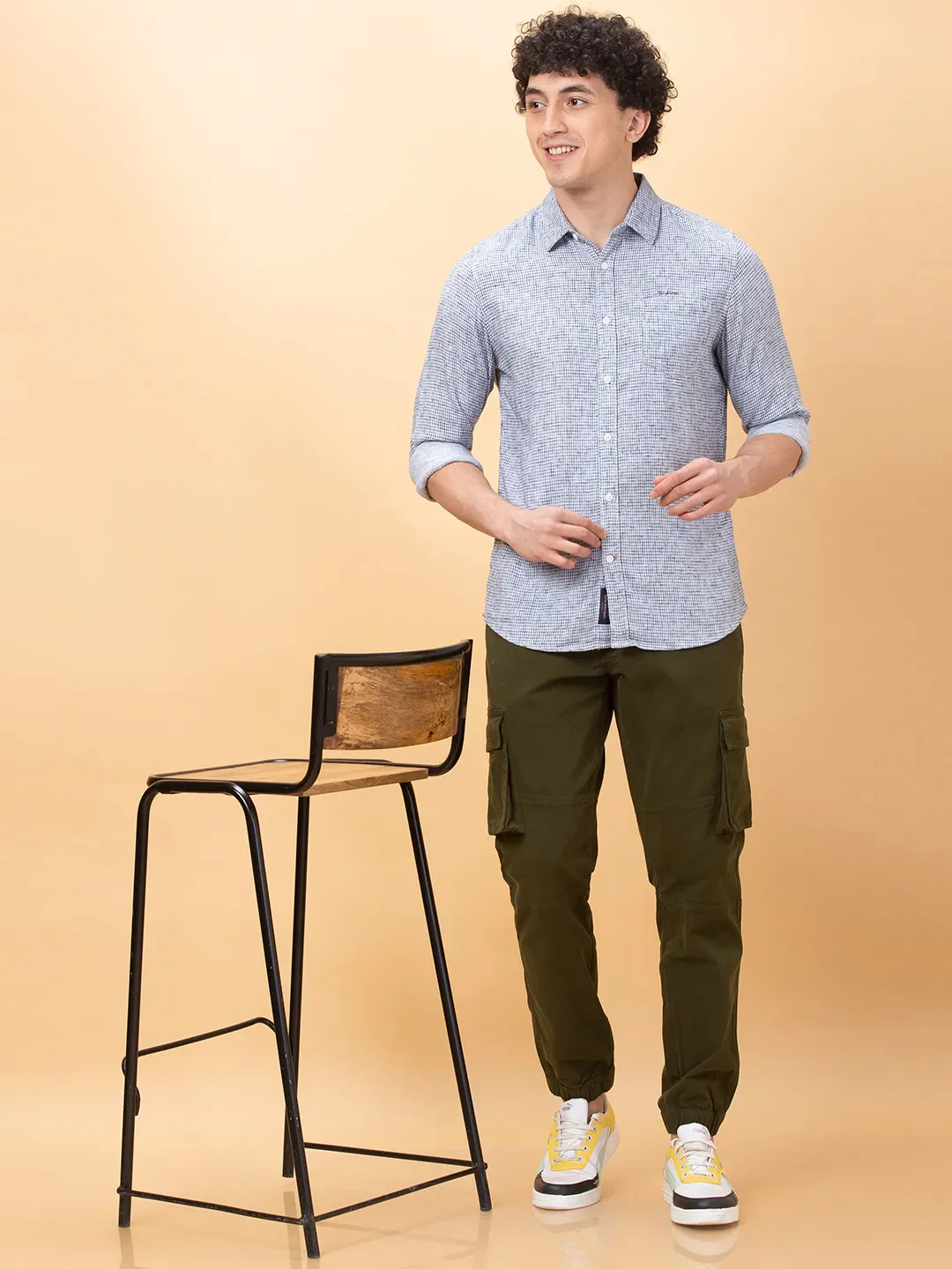 Blue Slim Fit Regular Collar Men's Shirt by Being Human Clothing - Image 6