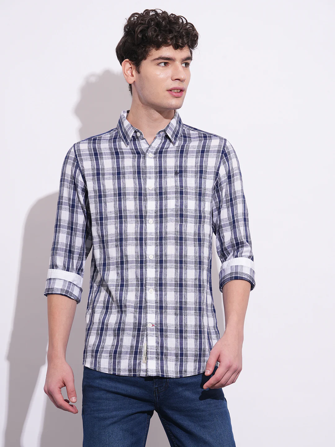 Navy Regular Fit Regular Collar Men's Shirt by Being Human Clothing