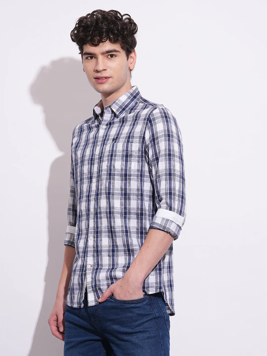 Navy Regular Fit Regular Collar Men's Shirt by Being Human Clothing - Image 2