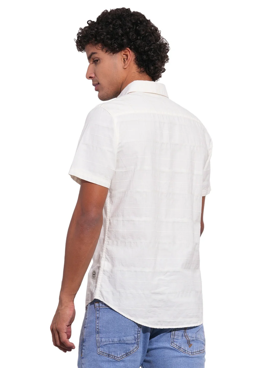 Off White Regular Fit Regular Collar Men's Shirt by Being Human Clothing - Image 3