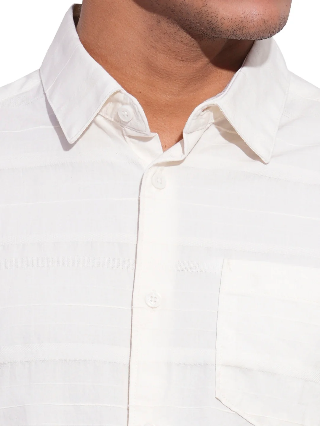 Off White Regular Fit Regular Collar Men's Shirt by Being Human Clothing - Image 4