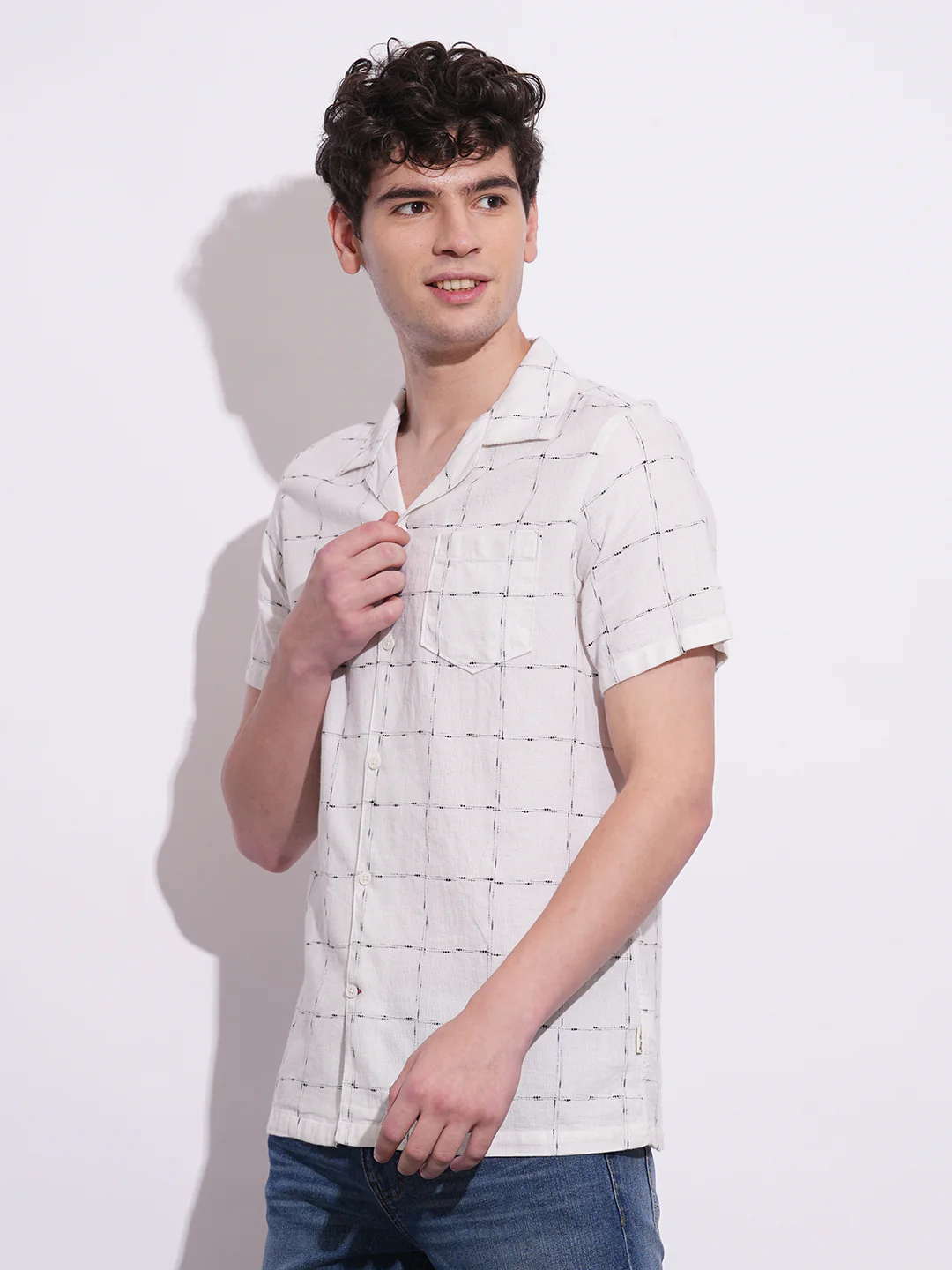Off White Regular Fit Regular Collar Men's Shirt by Being Human Clothing - Image 2