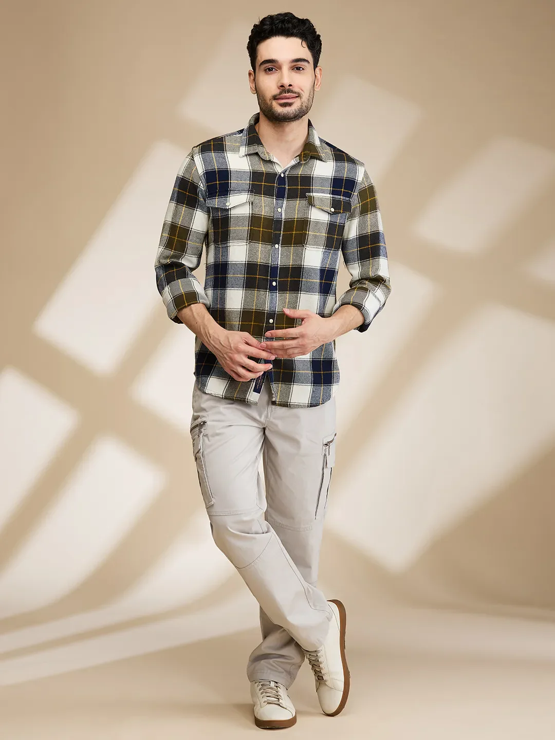 Olive Slim Fit Regular Collar Men's Shirt by Being Human Clothing - Image 2
