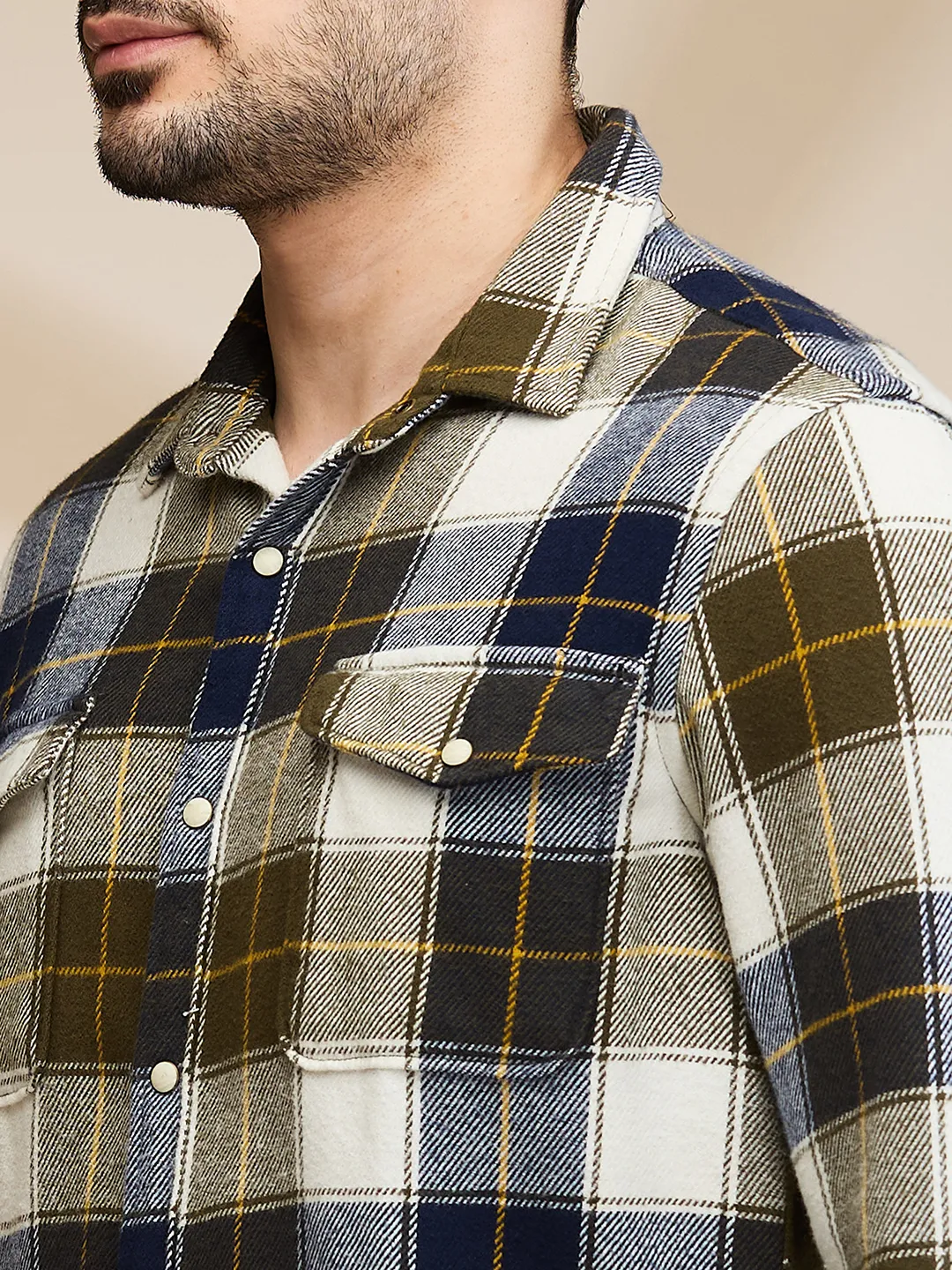 Olive Slim Fit Regular Collar Men's Shirt by Being Human Clothing - Image 5