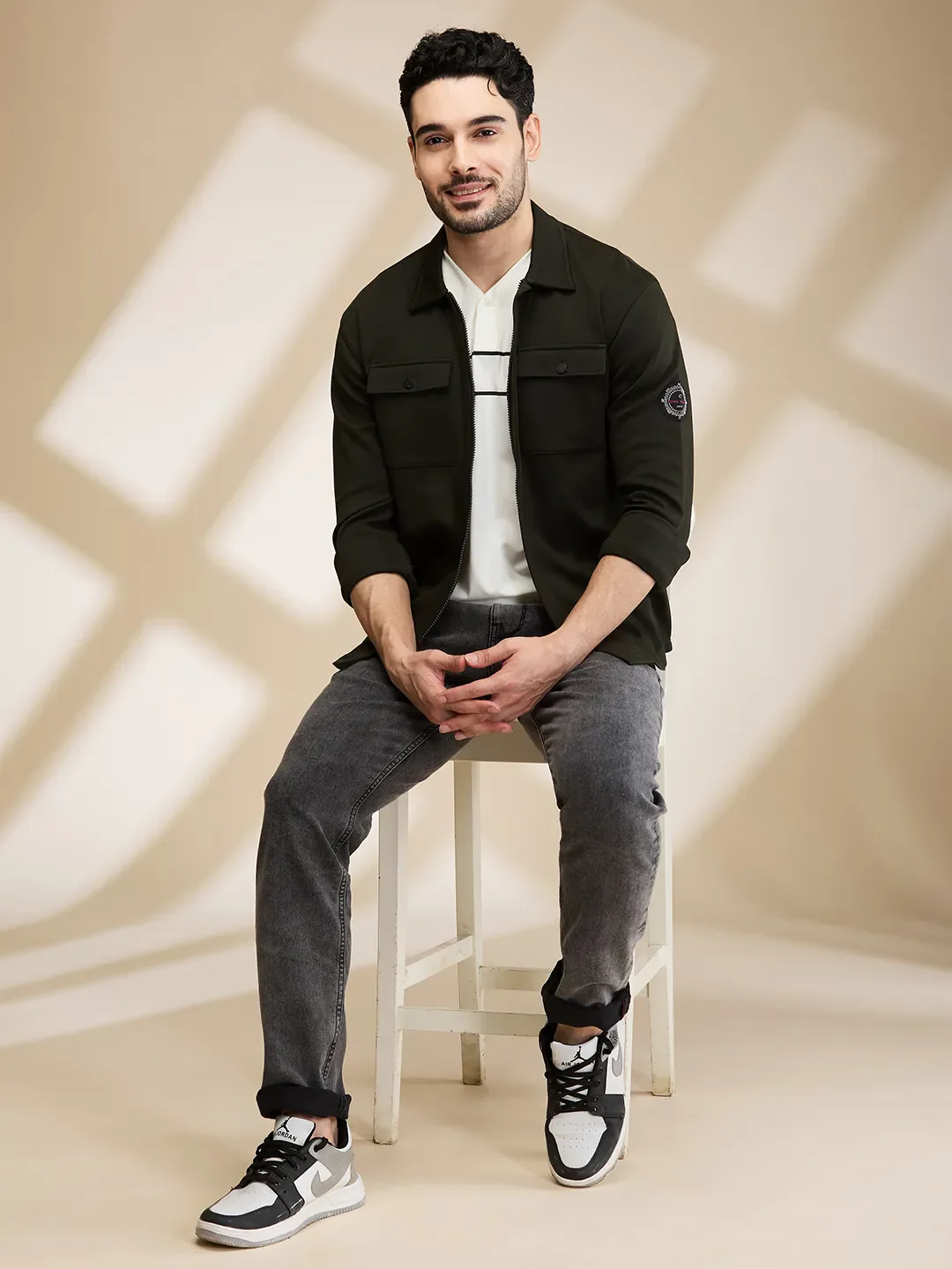 Olive Slim Fit Regular Collar Men's Shirt by Being Human Clothing - Image 6